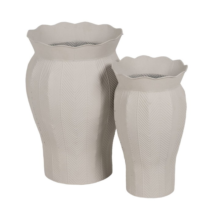 Ixia Set de 2 Maceteros Decorativos Blancos de Metal Ixia Set de 2 Maceteros Decorativos Blancos de Metal