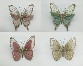 DKD Home Decor Decoración Colgante de Mariposa Multicolor