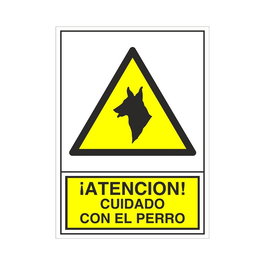 DUVER Señal 301 Plast. 295X210 "Cuidado Perro" - Atención! Cuidado Con El Perro
