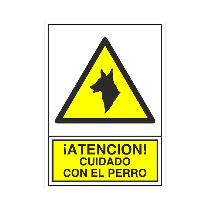 DUVER Señal 301 Plast. 295X210 "Cuidado Perro" - Atención! Cuidado Con El Perro