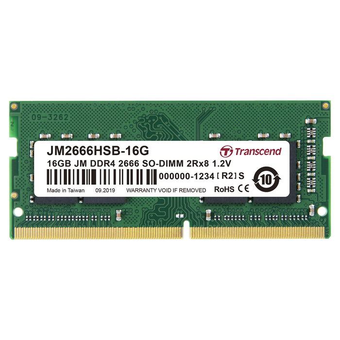 Transcend JM2666HSB-16G Memoria RAM DDR4 de 16GB 2666MHz CL19 SO-DIMM para Portátil