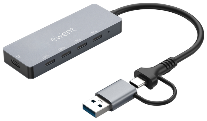 EWENT Hub USB-C 4 en 1 EW1151 Gris USB 3.2 Gen 2 10Gbps EWENT Hub USB-C 4 en 1 EW1151 Gris USB 3.2 Gen 2 10Gbps