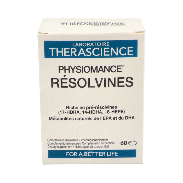 Therascience Physiomance Resolvinas 60 Perlas - Complemento Alimenticio Rico en Ácidos Grasos Omega 3 (DHA, EPA), 17-HDHA, 18-HEPE, 14-HDHA Therascience Physiomance Resolvinas 60 Perlas - Complemento Alimenticio Rico en Ácidos Grasos Omega 3 (DHA, EPA), 17-HDHA, 18-HEPE, 14-HDHA