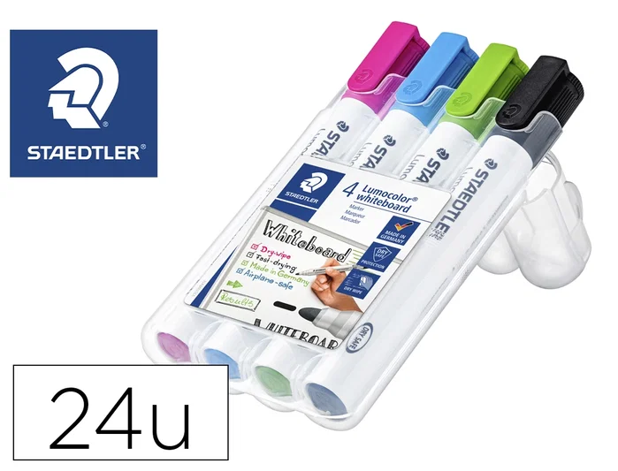 Staedtler Lumocolor 351 Marcadores para Pizarra Blanca, Punta de 2 mm, Surtidos, 4 Unidades Staedtler Lumocolor 351 Marcadores para Pizarra Blanca, Punta de 2 mm, Surtidos, 4 Unidades