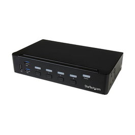 StarTech Comutador KVM de 4 Puertos DisplayPort con Hub USB 3.0 - 4K Ultra HD 30Hz 3840x2160p - Montaje en Rack