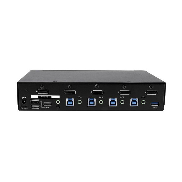 StarTech Comutador KVM de 4 Puertos DisplayPort con Hub USB 3.0 - 4K Ultra HD 30Hz 3840x2160p - Montaje en Rack