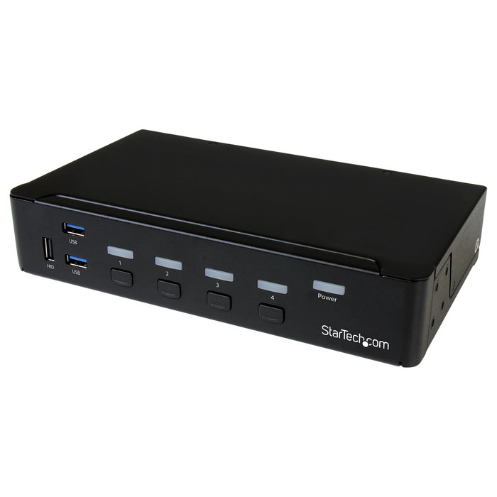 StarTech Comutador KVM de 4 Puertos DisplayPort con Hub USB 3.0 - 4K Ultra HD 30Hz 3840x2160p - Montaje en Rack