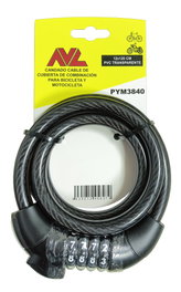 AVL Candado de Cable para Bicicleta y Motocicleta con Combinación 12x120 cm