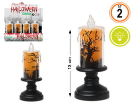 Atosa Vela Halloween 13x5,5 cm con luz LED para decoración terrorífica