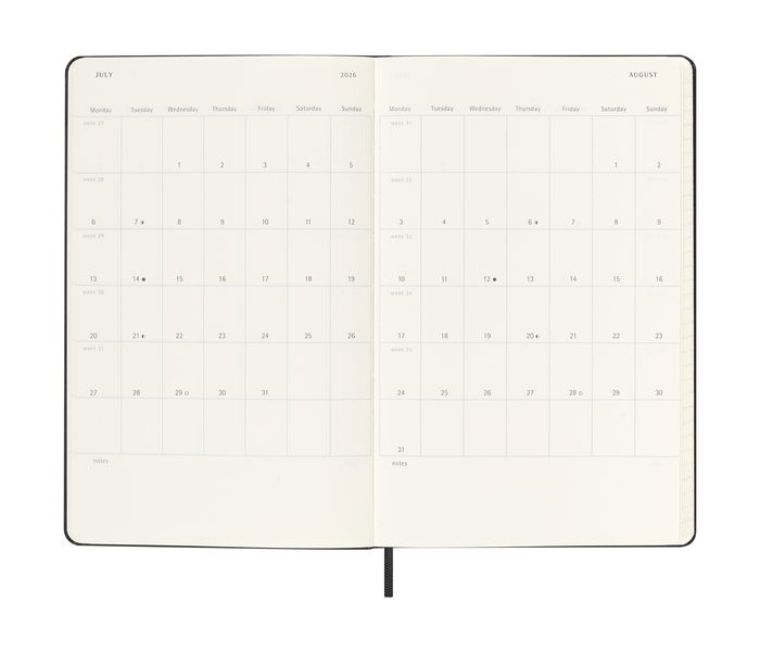 Moleskine DHB18DC3Y26 Agenda Diaria 18 Meses 2025-2026 Tapa Dura Negra 13 x 21 cm