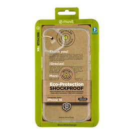 Muvit Funda Shockproof para Apple iPhone - Protección contra caídas de 2 metros, material reciclado, diseño ecológico