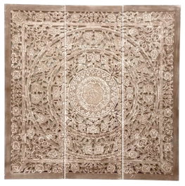 DKD Home Decor Cabecero Mandala Set de 3 Piezas Natural