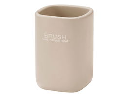 Berilo Portacepillos Liso Beige 7.4 x 11 x 7.4 cm (Set de 12)