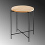 Hanah Home SHB-004 Mesa de Centro de Madera y Metal, Negro y Natural, 46x56x46 cm