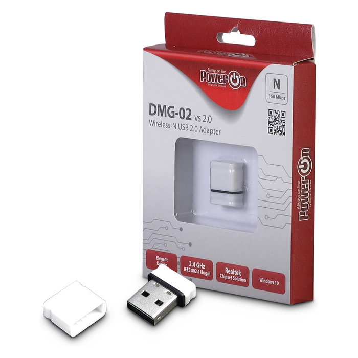 Inter-Tech DMG-02 Adaptador WiFi USB Nano Inalámbrico de 150 Mbit/s en Blanco para Windows y Linux