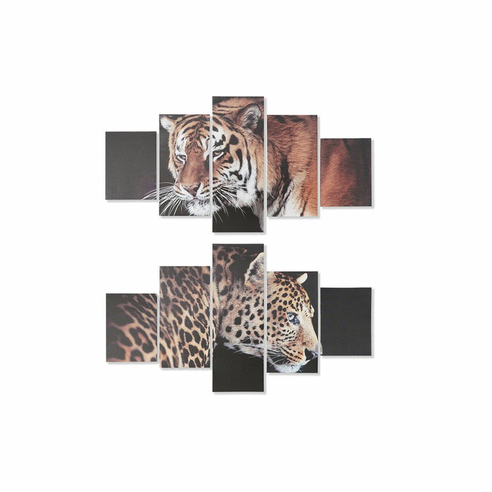 DKD Home Decor Set de 5 Cuadros de Lienzo y Pino Salvaje 150x2x80 cm