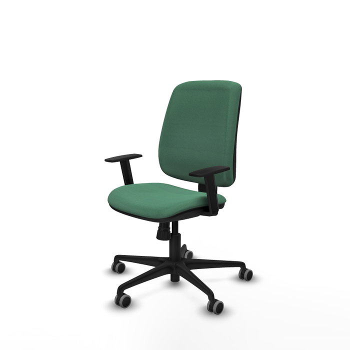 PIQUERAS Y CRESPO Silla de oficina Alares con mecanismo Sincro, Verde esmeralda, Brazos 1D, Ruedas 65 mm