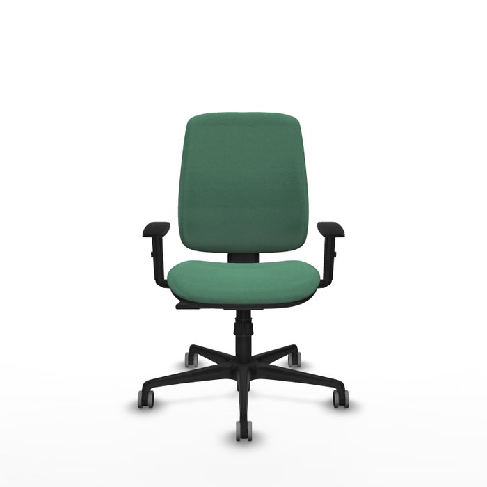 PIQUERAS Y CRESPO Silla de oficina Alares con mecanismo Sincro, Verde esmeralda, Brazos 1D, Ruedas 65 mm