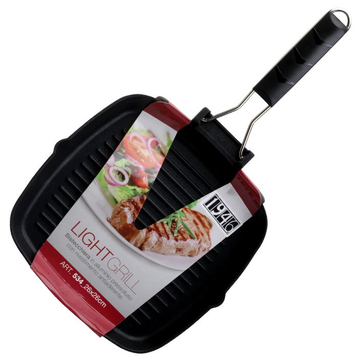 1946 Sartén Grill Lightgrill 26x26 cm Inducción Mango Plegable Antiadherente