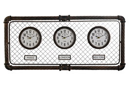DKD Home Decor Reloj de Pared de Hierro con Acabado Envejecido Gris Oscuro