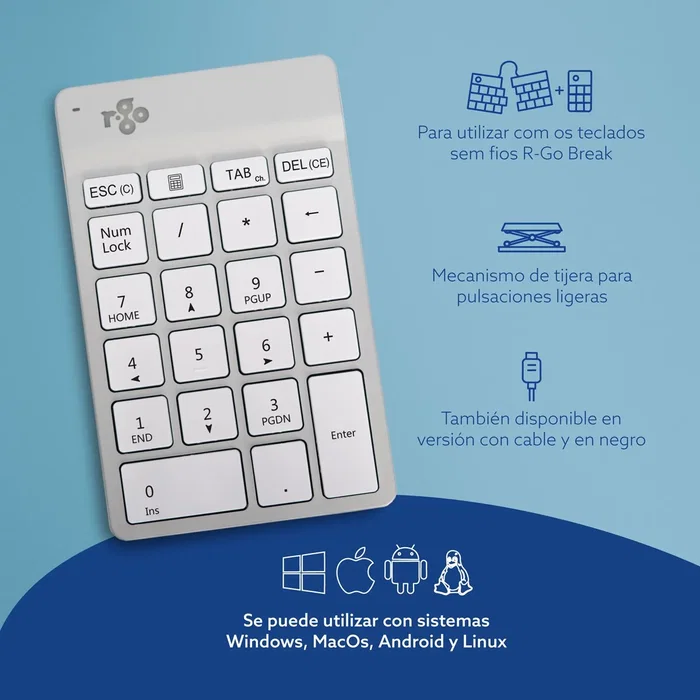R-Go Tools Numpad Break Bluetooth Blanco