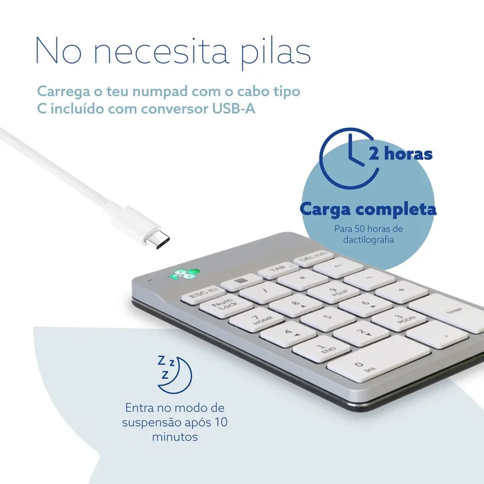 R-Go Tools Numpad Break Bluetooth Blanco