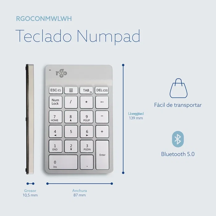 R-Go Tools Numpad Break Bluetooth Blanco