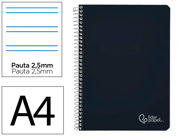 Liderpapel Cuaderno Espiral Witty A4 Tapa Dura Negro Liderpapel Cuaderno Espiral Witty A4 Tapa Dura Negro