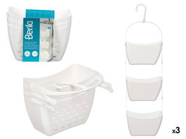 Berilo Set 3 Cesta Organizadora Baño Colgar Blanca Plástico PP 22x17x13 cm (Set de 12)