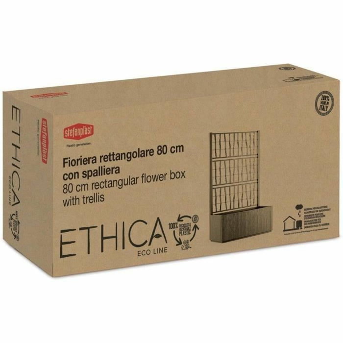 Stefanplast Jardinera Rectangular Ethica 80 cm con Enrejado Color Topo