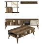 Hanah Home Conjunto Muebles Salón Madrid - White, Incluye Mueble TV, Armario, Estante y Mesa Centro, Diseño Moderno, Blanco y Nogal