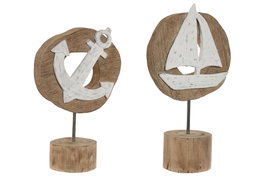 DKD Home Decor Decoración de Resina Barco Ancla Surtido 2 Unidades