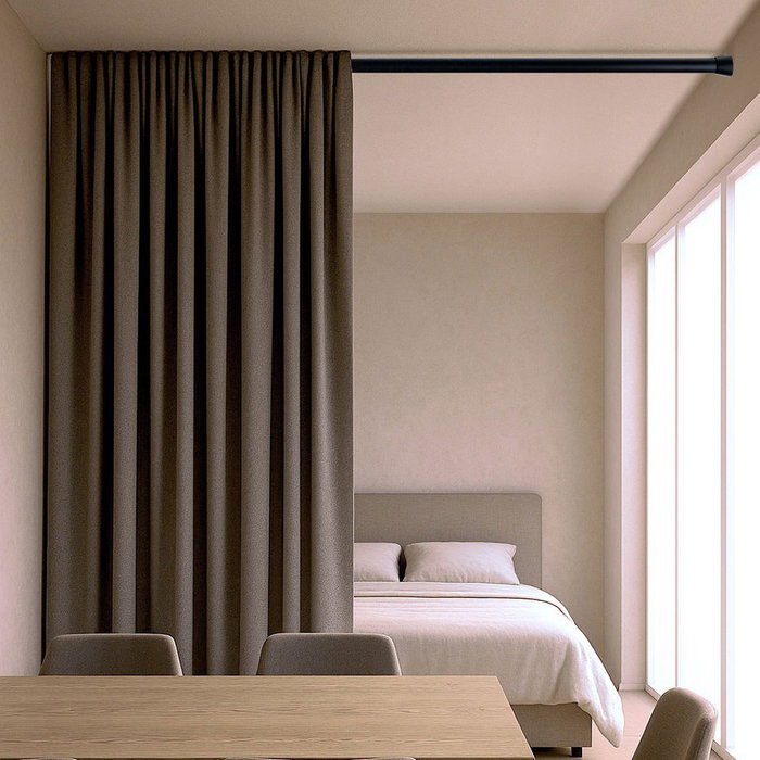 Cintacor Barra extensible a presión sin taladro, negra, Ø2,8 - 2,5 cm x 70 - 120 cm, carga 5,5 kg, para cortinas y armarios