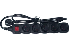 Algamlight Regleta 5 Enchufes con Interruptor General, Cable de Red Negro, 1.20m