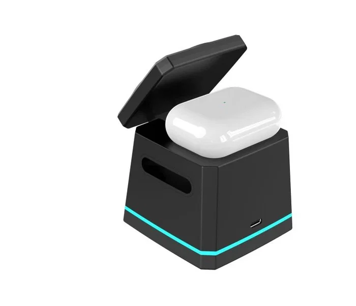 Energizer WCP307 Cargador Inalámbrico 15W 3 en 1 con Base, Compatible con MagSafe y Qi para Smartphone, Auriculares y Reloj - Carga Rápida, Negro