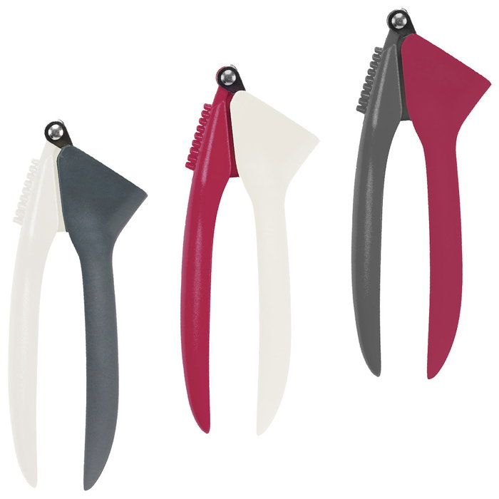Cook Concept Prensa de Ajos, 17.5 cm, Material ABS y Acero Inoxidable, Colores Surtidos (Blanco, Gris, Burdeos)