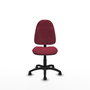 Silla de oficina Algarra con mecanismo Contacto permanente básico tapizada con Tela color Granate. Equipada con Base poliamida negra, Sin brazos y Ruedas de parqué