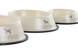 DKD Home Decor Set de 4 Comederos Metálicos Beige 1,5L