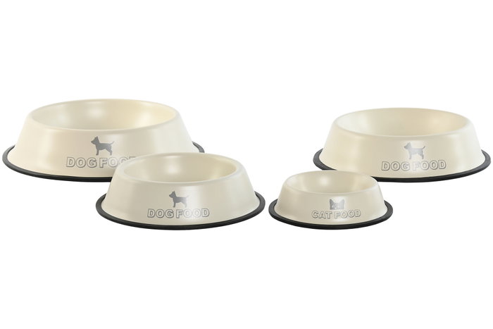 DKD Home Decor Bol Básicos de Metal, Set de 4 Piezas Beige, Comedero 1.5L, Dimensiones 29x29x6.5 cm