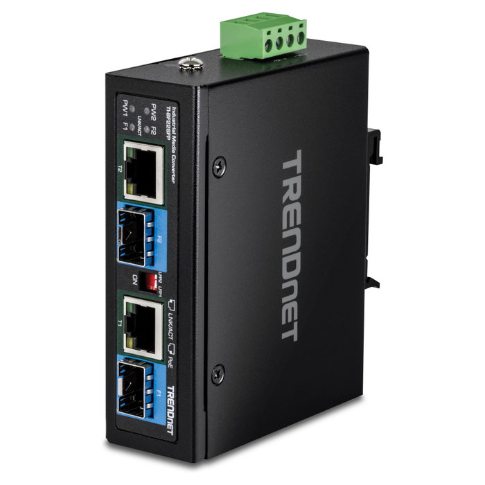 Trendnet TI-BF22SFP Convertidor de Medios Industrial 2 Puertos SFP a Gigabit PoE++ Negro Trendnet TI-BF22SFP Convertidor de Medios Industrial 2 Puertos SFP a Gigabit PoE++ Negro