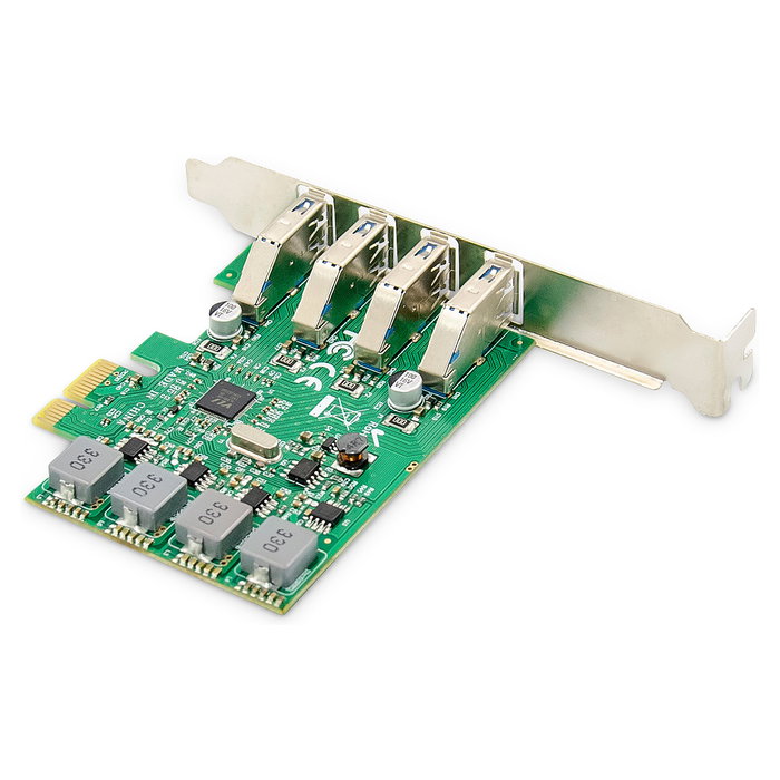 Digitus Tarjeta Add-On PCI Express USB 3.0 PCIe de 4 puertos, USB 3.2 Gen 1, Factor de forma Full-height / Low-profile, Compatible con Windows 10/7/8/8.1 y Linux