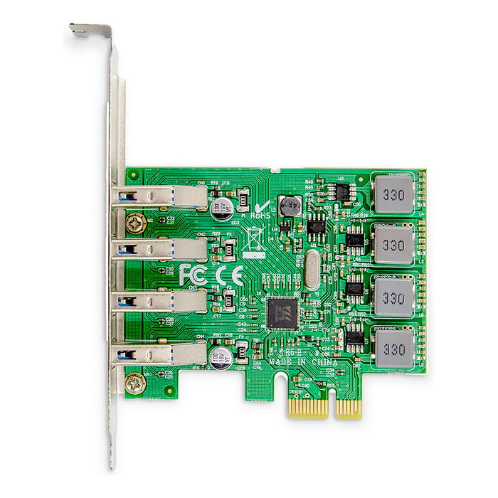 Digitus Tarjeta Add-On PCI Express USB 3.0 PCIe de 4 puertos, USB 3.2 Gen 1, Factor de forma Full-height / Low-profile, Compatible con Windows 10/7/8/8.1 y Linux