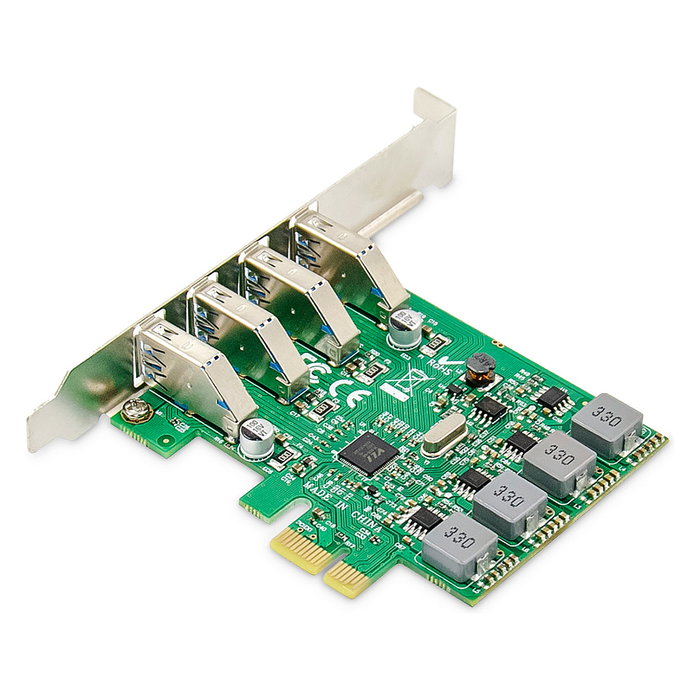 Digitus Tarjeta Add-On PCI Express USB 3.0 PCIe de 4 puertos, USB 3.2 Gen 1, Factor de forma Full-height / Low-profile, Compatible con Windows 10/7/8/8.1 y Linux