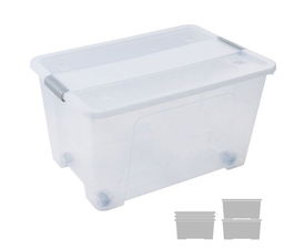 Caja Almacenamiento A.2000 Con Tapa Y Ruedas 52 Litros De Pp Apilable Cristal Transparente
