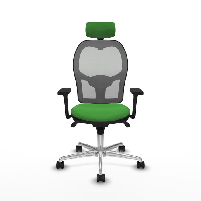 PIQUERAS Y CRESPO Silla de oficina Jorquera con mecanismo sincro, tela verde y malla gris