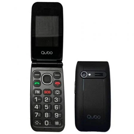 Qubo NEONW BK SOS Teléfono Móvil NEONW-SOS para Personas Mayores Negro, Cámara 0,3 MPX, Memoria ROM 32GB, Pantalla 2,4'