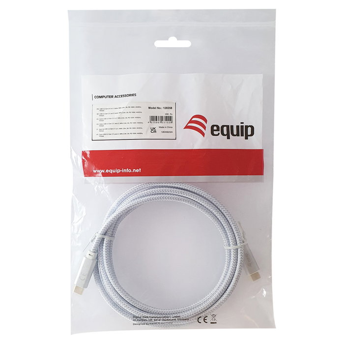 EQUIP Cable USB 3.2 Gen 2 C a C 3m 100W PD 4K/60Hz Blanco
