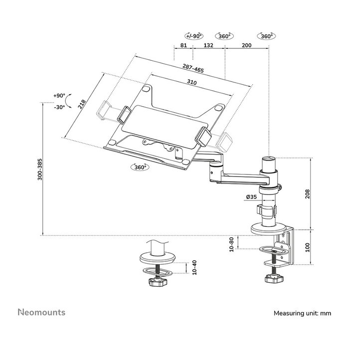 Neomounts Soporte de Escritorio para Portátil 11,6"-17,3", Newstar