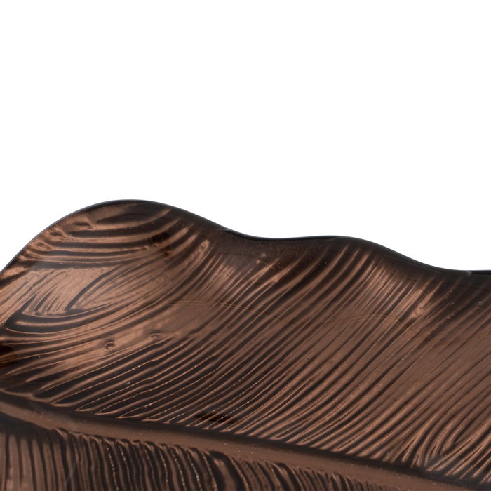 Bandeja Hoja Marrón Cristal Decoración 21 cm (Set de 2)