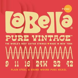 Juego de Cuerdas La Bella para Guitarra Eléctrica Pure Vintage 9-42